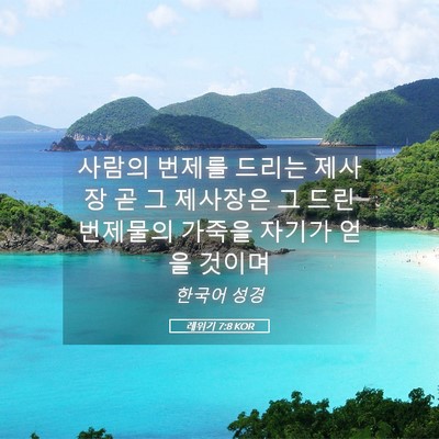 Picture 05 - 레위기 7:8 KOR - 사람의 번제를 드리는 제사장 곧 그 - Bible Verse Picture
