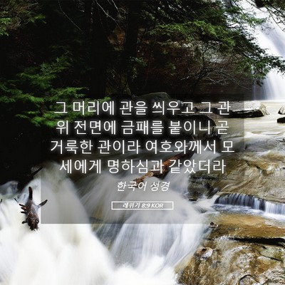Picture 05 - 레위기 8:9 KOR - 그 머리에 관을 씌우고 그 관 위 - Bible Verse Picture