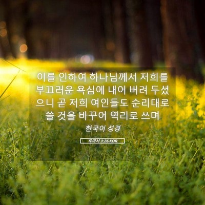 Picture 05 - 로마서 1:26 KOR - 이를 인하여 하나님께서 저희를 - Bible Verse Picture