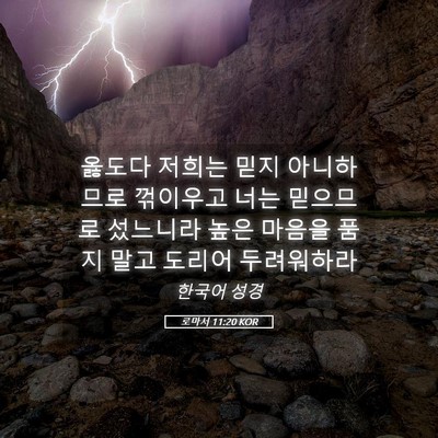 Picture 05 - 로마서 11:20 KOR - 옳도다 저희는 믿지 아니하므로 - Bible Verse Picture