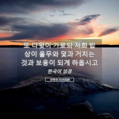 Picture 05 - 로마서 11:9 KOR - 또 다윗이 가로되 저희 밥상이 - Bible Verse Picture