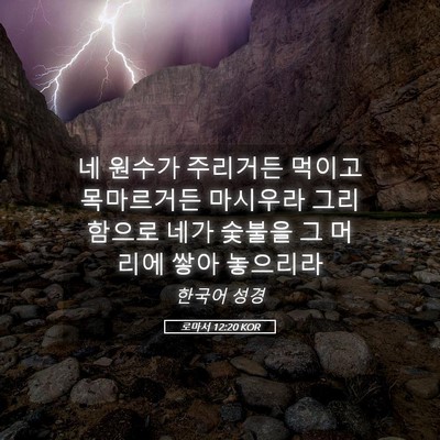 Picture 05 - 로마서 12:20 KOR - 네 원수가 주리거든 먹이고 - Bible Verse Picture