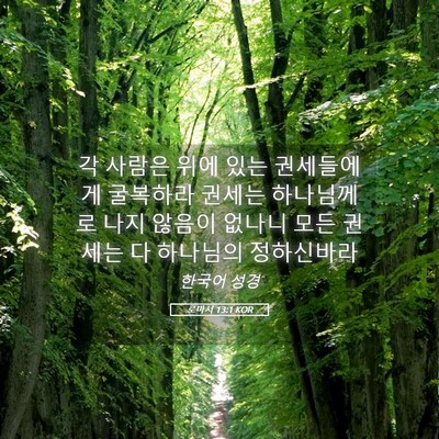 Picture 05 - 로마서 13:1 KOR - 각 사람은 위에 있는 권세들에게 - Bible Verse Picture