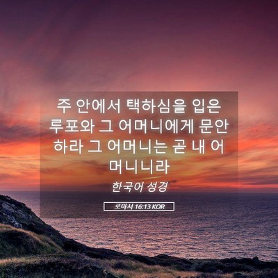 Picture 05 - 로마서 16:13 KOR - 주 안에서 택하심을 입은 루포와 그 - Bible Verse Picture