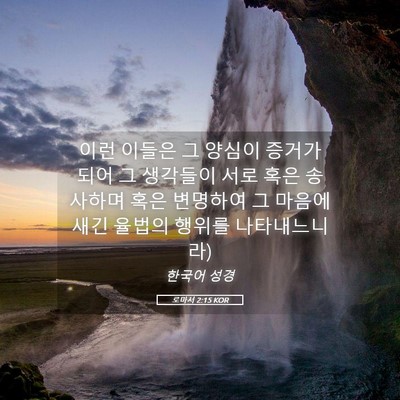 Picture 05 - 로마서 2:15 KOR - 이런 이들은 그 양심이 증거가 되어 - Bible Verse Picture