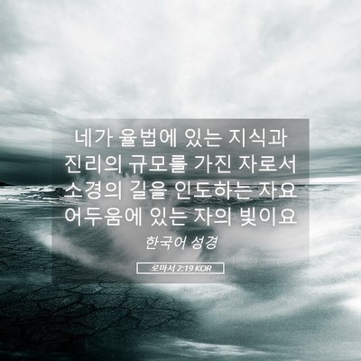 Picture 05 - 로마서 2:19 KOR - 네가 율법에 있는 지식과 진리의 - Bible Verse Picture