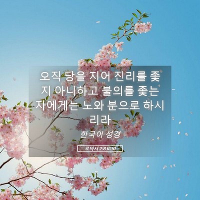 Picture 05 - 로마서 2:8 KOR - 오직 당을 지어 진리를 좇지 - Bible Verse Picture