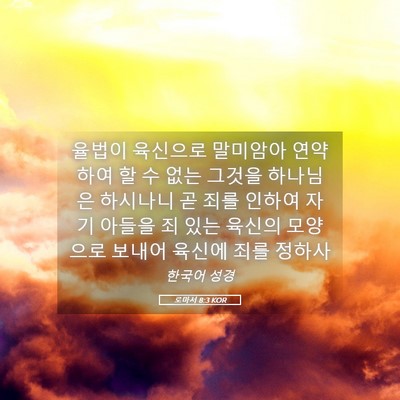 Picture 05 - 로마서 8:3 KOR - 율법이 육신으로 말미암아 연약하여 - Bible Verse Picture
