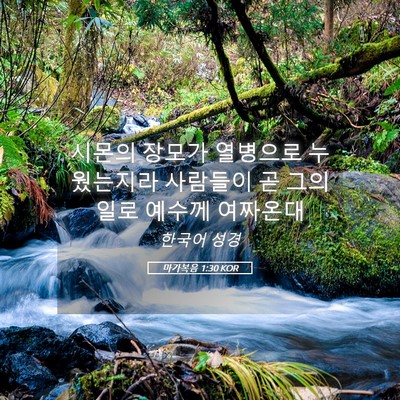 Picture 05 - 마가복음 1:30 KOR - 시몬의 장모가 열병으로 누웠는지라 - Bible Verse Picture
