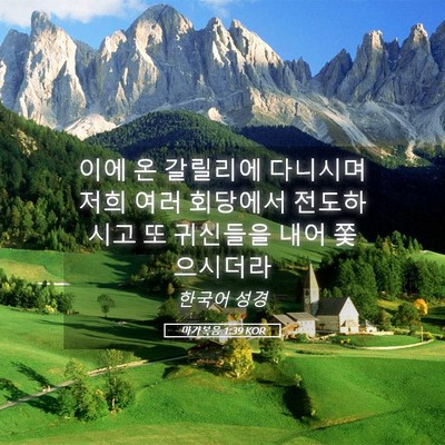 Picture 05 - 마가복음 1:39 KOR - 이에 온 갈릴리에 다니시며 저희 - Bible Verse Picture