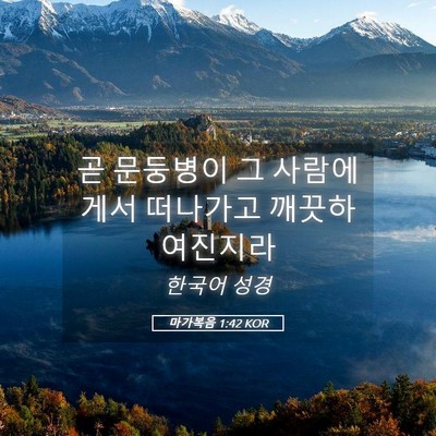 Picture 05 - 마가복음 1:42 KOR - 곧 문둥병이 그 사람에게서 떠나가고 - Bible Verse Picture