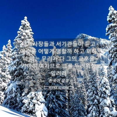 Picture 05 - 마가복음 11:18 KOR - 대제사장들과 서기관들이 듣고 - Bible Verse Picture