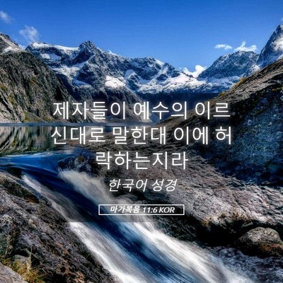 Picture 05 - 마가복음 11:6 KOR - 제자들이 예수의 이르신대로 말한대 - Bible Verse Picture