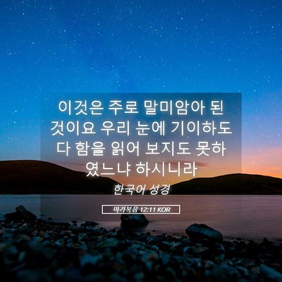 Picture 05 - 마가복음 12:11 KOR - 이것은 주로 말미암아 된 것이요 - Bible Verse Picture