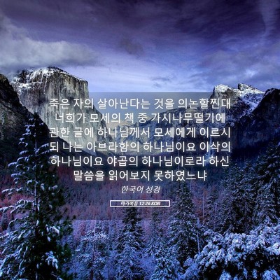 Picture 05 - 마가복음 12:26 KOR - 죽은 자의 살아난다는 것을 - Bible Verse Picture