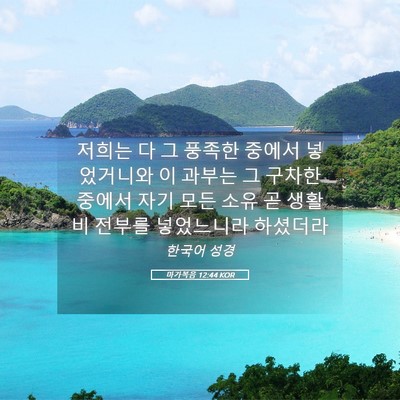 Picture 05 - 마가복음 12:44 KOR - 저희는 다 그 풍족한 중에서 - Bible Verse Picture