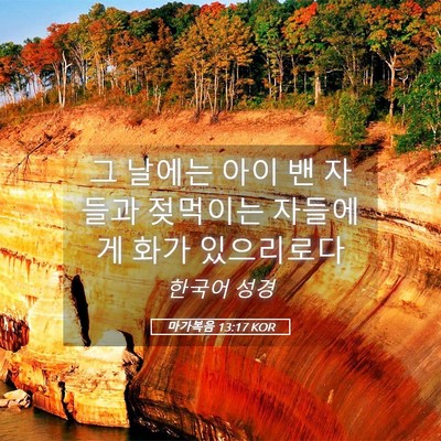 Picture 05 - 마가복음 13:17 KOR - 그 날에는 아이 밴 자들과 젖먹이는 - Bible Verse Picture