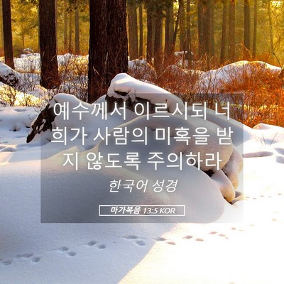 Picture 05 - 마가복음 13:5 KOR - 예수께서 이르시되 너희가 사람의 - Bible Verse Picture
