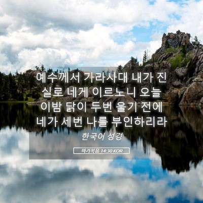 Picture 05 - 마가복음 14:30 KOR - 예수께서 가라사대 내가 진실로 네게 - Bible Verse Picture