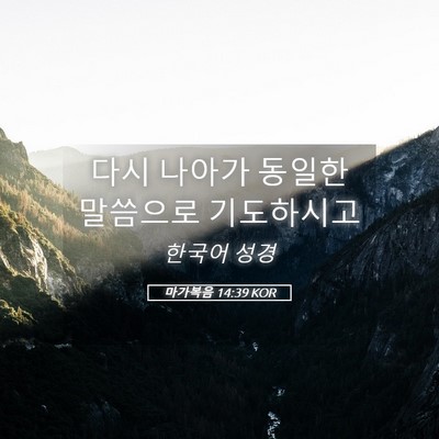 Picture 05 - 마가복음 14:39 KOR - 다시 나아가 동일한 말씀으로 - Bible Verse Picture