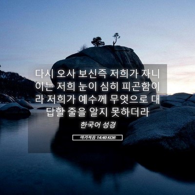 Picture 05 - 마가복음 14:40 KOR - 다시 오사 보신즉 저희가 자니 이는 - Bible Verse Picture