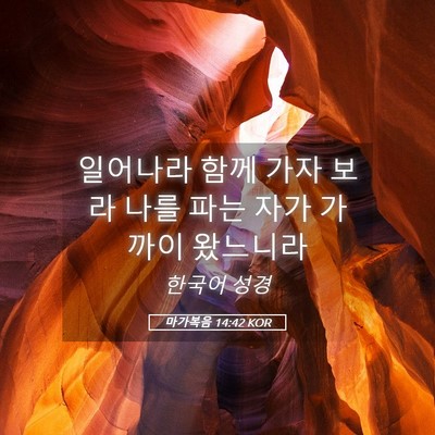 Picture 05 - 마가복음 14:42 KOR - 일어나라 함께 가자 보라 나를 파는 - Bible Verse Picture