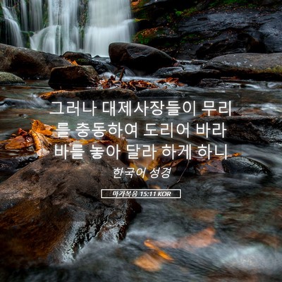 Picture 05 - 마가복음 15:11 KOR - 그러나 대제사장들이 무리를 - Bible Verse Picture