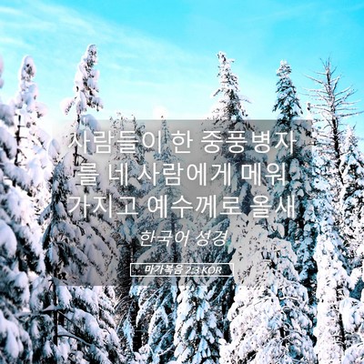 Picture 05 - 마가복음 2:3 KOR - 사람들이 한 중풍병자를 네 사람에게 - Bible Verse Picture