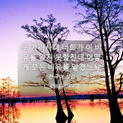 Picture 05 - 마가복음 4:13 KOR - 또 가라사대 너희가 이 비유를 알지 - Bible Verse Picture