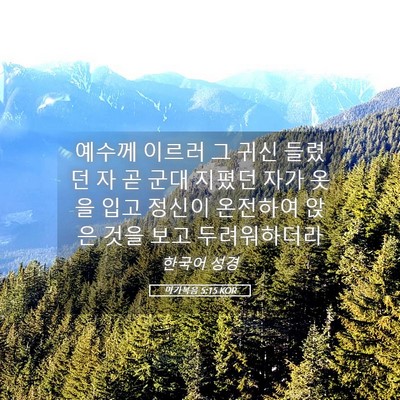 Picture 05 - 마가복음 5:15 KOR - 예수께 이르러 그 귀신 들렸던 자 곧 - Bible Verse Picture