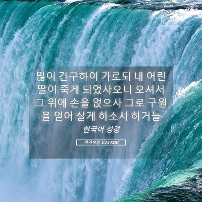 Picture 05 - 마가복음 5:23 KOR - 많이 간구하여 가로되 내 어린 딸이 - Bible Verse Picture