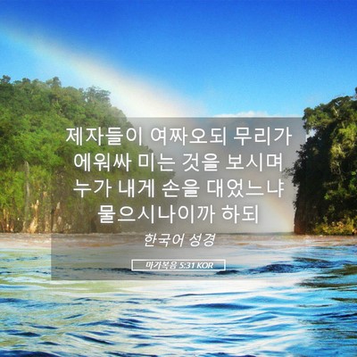 Picture 05 - 마가복음 5:31 KOR - 제자들이 여짜오되 무리가 에워싸 - Bible Verse Picture