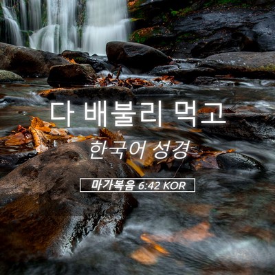 Picture 05 - 마가복음 6:42 KOR - 다 배불리 - Bible Verse Picture