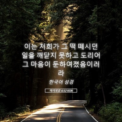 Picture 05 - 마가복음 6:52 KOR - 이는 저희가 그 떡 떼시던 일을 - Bible Verse Picture