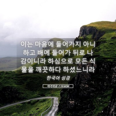 Picture 05 - 마가복음 7:19 KOR - 이는 마음에 들어가지 아니하고 배에 - Bible Verse Picture