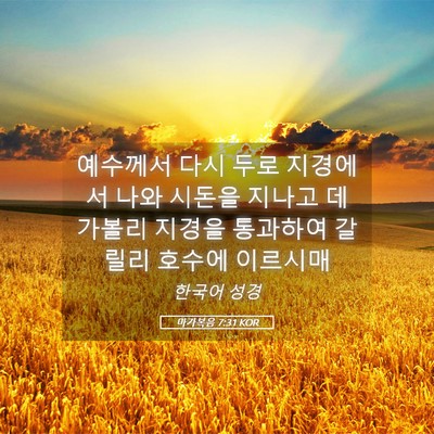 Picture 05 - 마가복음 7:31 KOR - 예수께서 다시 두로 지경에서 나와 - Bible Verse Picture