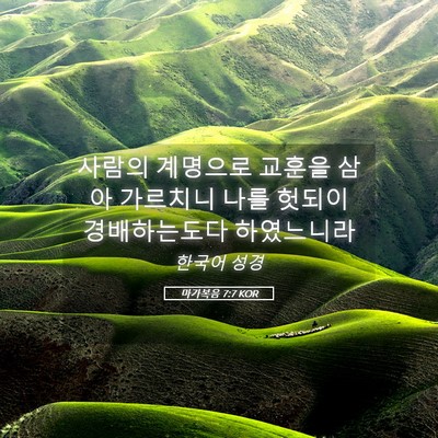 Picture 05 - 마가복음 7:7 KOR - 사람의 계명으로 교훈을 삼아 - Bible Verse Picture