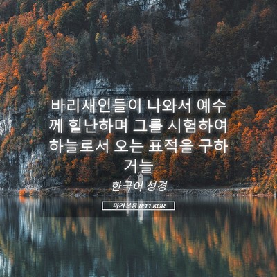 Picture 05 - 마가복음 8:11 KOR - 바리새인들이 나와서 예수께 - Bible Verse Picture