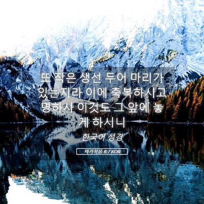 Picture 05 - 마가복음 8:7 KOR - 또 작은 생선 두어 마리가 있는지라 - Bible Verse Picture
