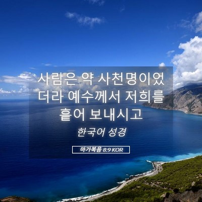 Picture 05 - 마가복음 8:9 KOR - 사람은 약 사천명이었더라 예수께서 - Bible Verse Picture