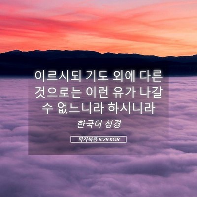 Picture 05 - 마가복음 9:29 KOR - 이르시되 기도 외에 다른 것으로는 - Bible Verse Picture