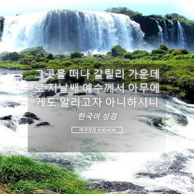 Picture 05 - 마가복음 9:30 KOR - 그곳을 떠나 갈릴리 가운데로 지날쌔 - Bible Verse Picture