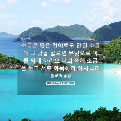 Picture 05 - 마가복음 9:50 KOR - 소금은 좋은 것이로되 만일 소금이 - Bible Verse Picture