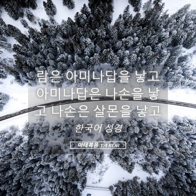 Picture 05 - 마태복음 1:4 KOR - 람은 아미나답을 낳고 아미나답은 - Bible Verse Picture