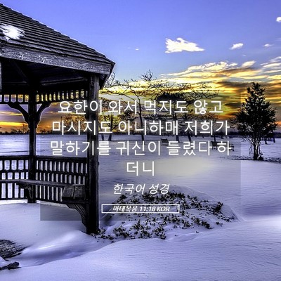 Picture 05 - 마태복음 11:18 KOR - 요한이 와서 먹지도 않고 마시지도 - Bible Verse Picture