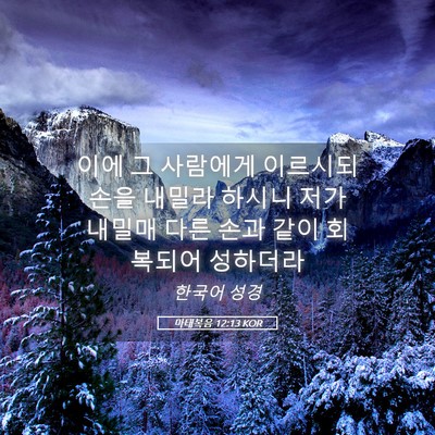 Picture 05 - 마태복음 12:13 KOR - 이에 그 사람에게 이르시되 손을 - Bible Verse Picture