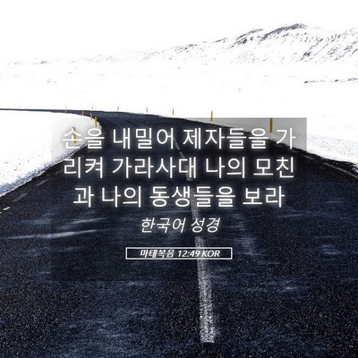 Picture 05 - 마태복음 12:49 KOR - 손을 내밀어 제자들을 가리켜 - Bible Verse Picture