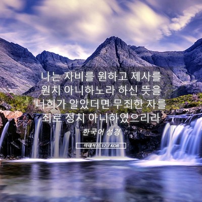 Picture 05 - 마태복음 12:7 KOR - 나는 자비를 원하고 제사를 원치 - Bible Verse Picture