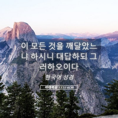 Picture 05 - 마태복음 13:51 KOR - 이 모든 것을 깨달았느냐 하시니 - Bible Verse Picture