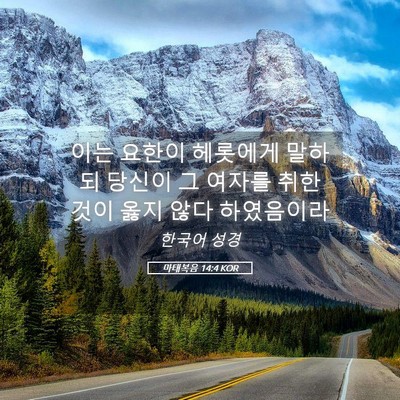 Picture 05 - 마태복음 14:4 KOR - 이는 요한이 헤롯에게 말하되 당신이 - Bible Verse Picture